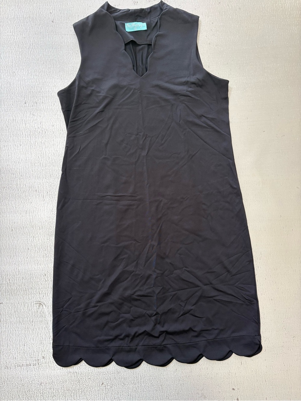 Black Sleeveless Scallop-Hem Mini Dress